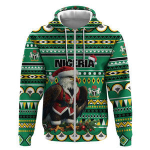 Nigeria Christmas Hoodie Eagle Santa - African Pattern