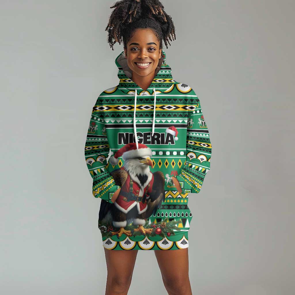 Nigeria Christmas Hoodie Dress Eagle Santa - African Pattern