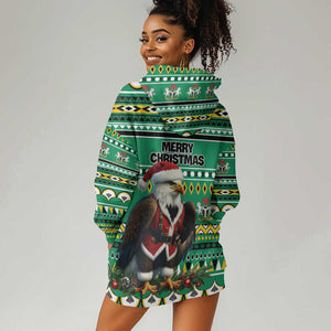 Nigeria Christmas Hoodie Dress Eagle Santa - African Pattern