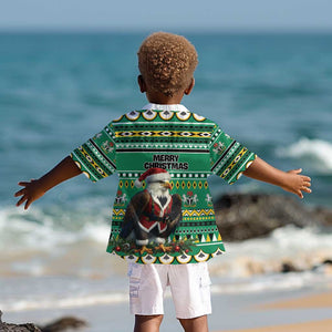 Nigeria Christmas Kid Hawaiian Shirt Eagle Santa - African Pattern