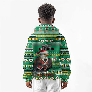 Nigeria Christmas Kid Hoodie Eagle Santa - African Pattern