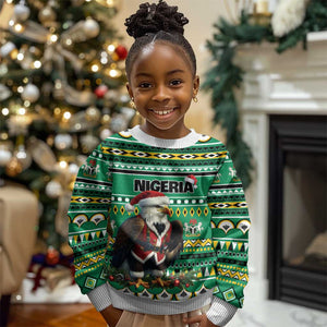 Nigeria Christmas Kid Ugly Christmas Sweater Eagle Santa African Pattern