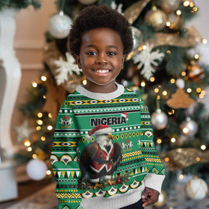 Nigeria Christmas Kid Ugly Christmas Sweater Eagle Santa African Pattern