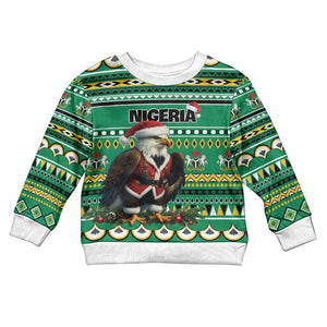 Nigeria Christmas Kid Ugly Christmas Sweater Eagle Santa African Pattern