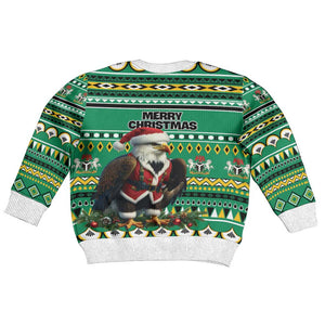 Nigeria Christmas Kid Ugly Christmas Sweater Eagle Santa African Pattern