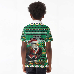 Nigeria Christmas Kid Polo Shirt Eagle Santa - African Pattern