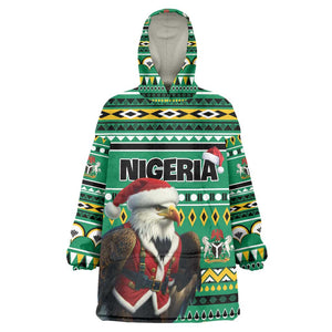 Nigeria Christmas Kid Wearable Blanket Hoodie Eagle Santa - African Pattern