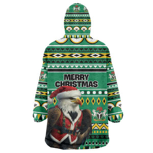 Nigeria Christmas Kid Wearable Blanket Hoodie Eagle Santa - African Pattern