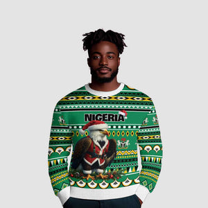 Nigeria Christmas Ugly Christmas Sweater Eagle Santa African Pattern