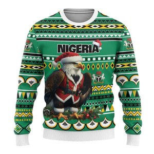 Nigeria Christmas Ugly Christmas Sweater Eagle Santa African Pattern