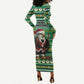 Nigeria Christmas Long Sleeve Bodycon Dress Eagle Santa - African Pattern LT01