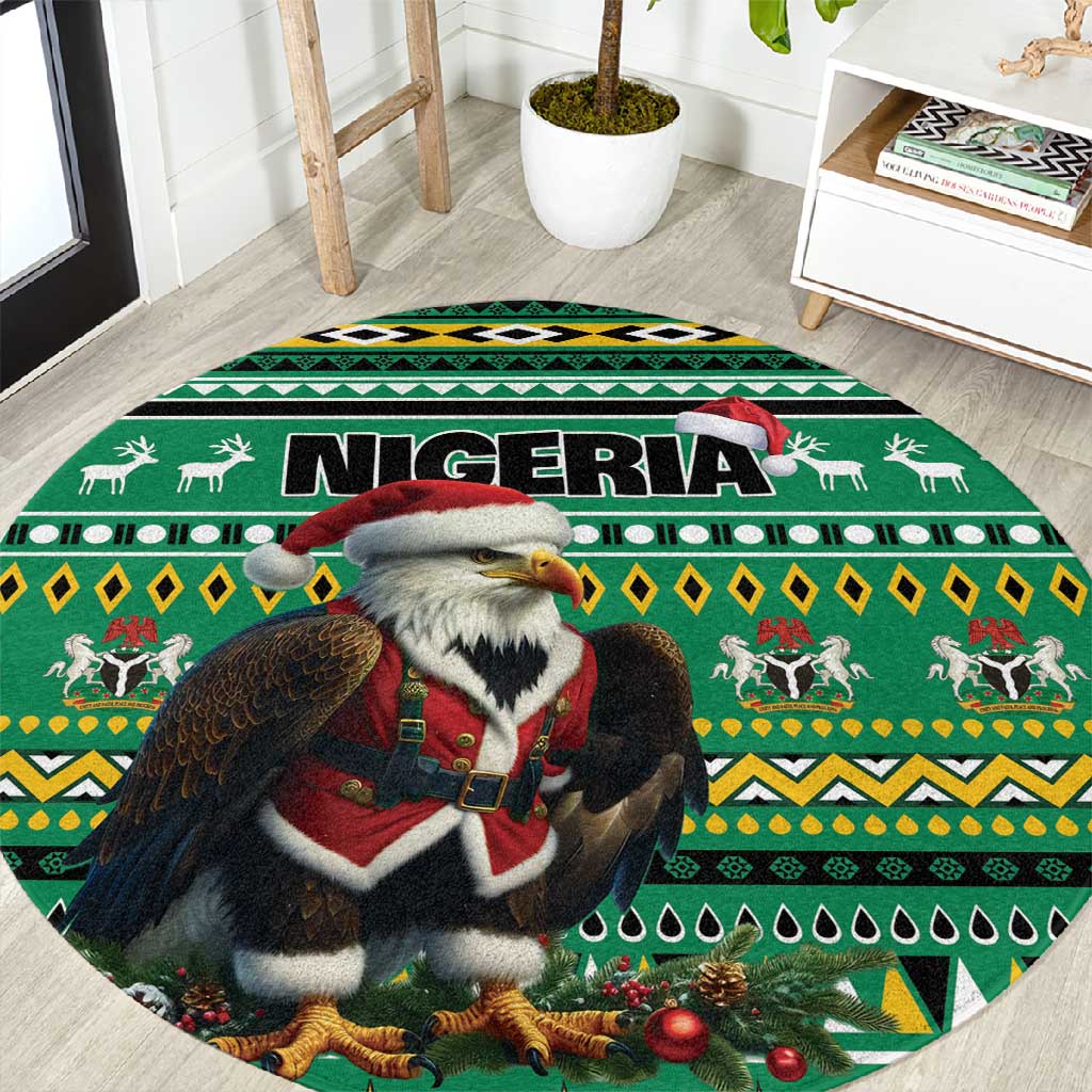 Nigeria Christmas Round Carpet Eagle Santa - African Pattern