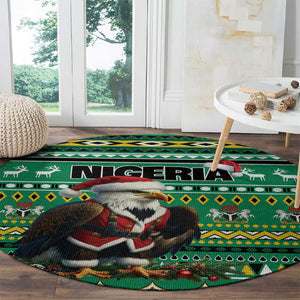 Nigeria Christmas Round Carpet Eagle Santa - African Pattern