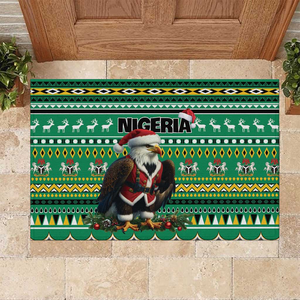 Nigeria Christmas Rubber Doormat Eagle Santa - African Pattern