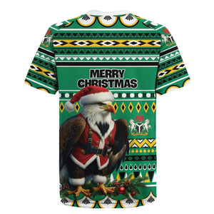 Nigeria Christmas Rugby Jersey Eagle Santa - African Pattern