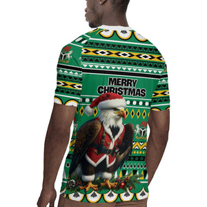 Nigeria Christmas Rugby Jersey Eagle Santa - African Pattern