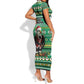 Nigeria Christmas Short Sleeve Bodycon Dress Eagle Santa - African Pattern LT01