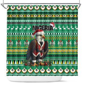 Nigeria Christmas Shower Curtain Eagle Santa - African Pattern