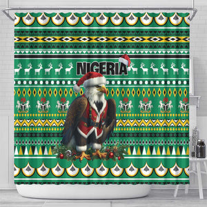 Nigeria Christmas Shower Curtain Eagle Santa - African Pattern