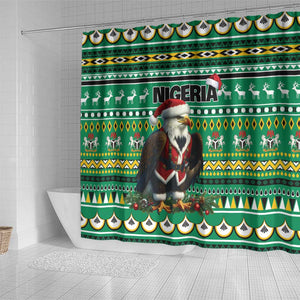 Nigeria Christmas Shower Curtain Eagle Santa - African Pattern