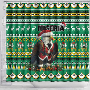 Nigeria Christmas Shower Curtain Eagle Santa - African Pattern