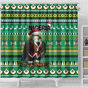 Nigeria Christmas Shower Curtain Eagle Santa - African Pattern