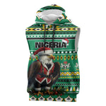 Nigeria Christmas Sleeveless Hoodie Eagle Santa - African Pattern - African Pride