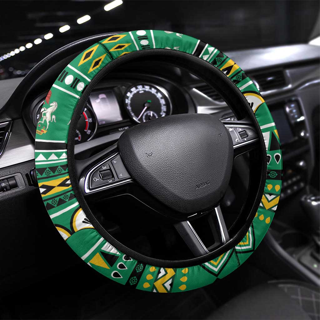 Nigeria Christmas Steering Wheel Cover Eagle Santa - African Pattern