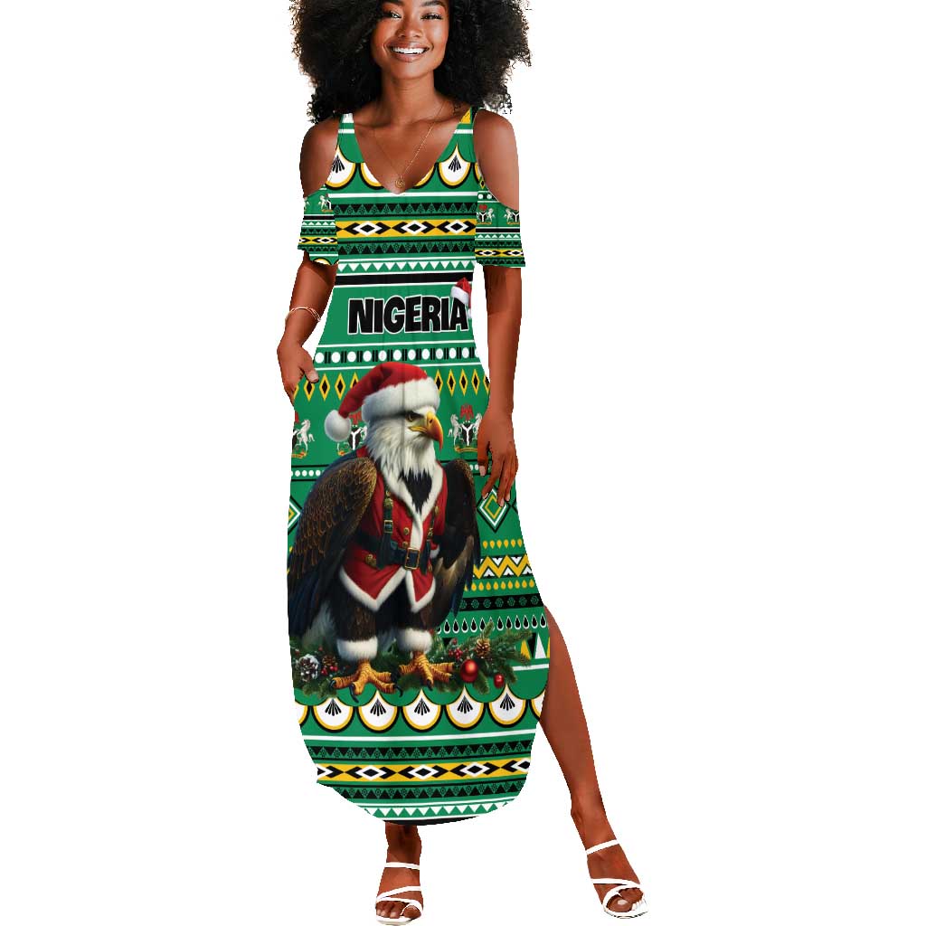 Nigeria Christmas Summer Maxi Dress Eagle Santa - African Pattern