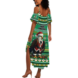 Nigeria Christmas Summer Maxi Dress Eagle Santa - African Pattern