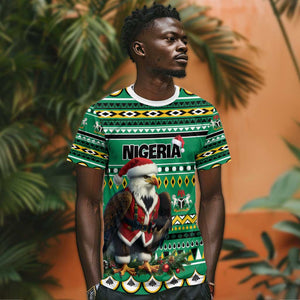 Nigeria Christmas T shirt Eagle Santa - African Pattern