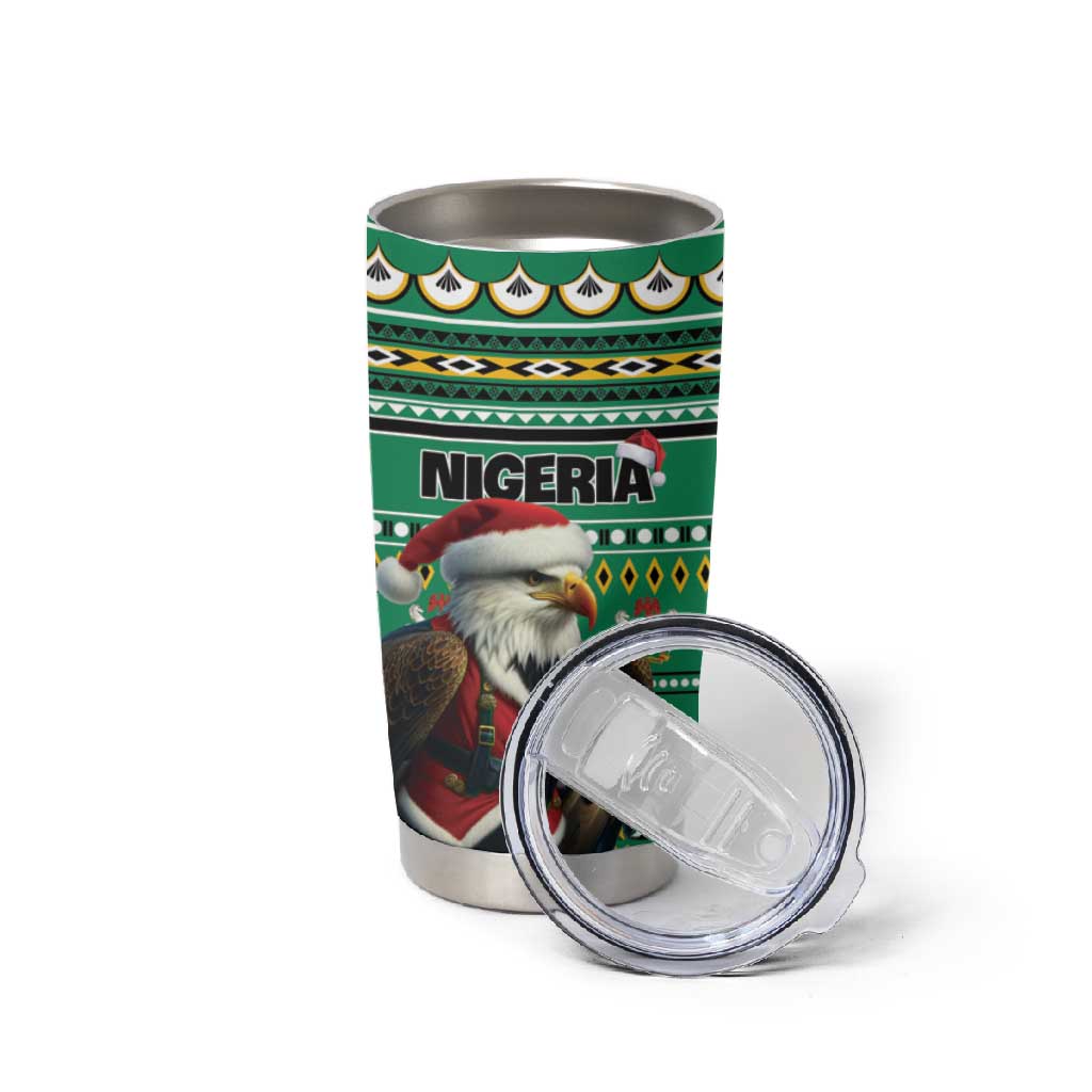 Nigeria Christmas Tumbler Cup Eagle Santa - African Pattern