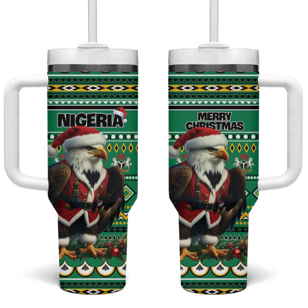 Nigeria Christmas Tumbler With Handle Eagle Santa - African Pattern