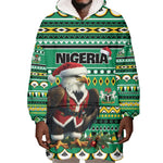 Nigeria Christmas Wearable Blanket Hoodie Eagle Santa - African Pattern