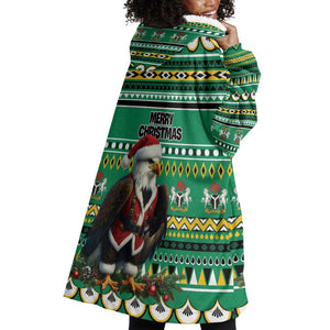 Nigeria Christmas Wearable Blanket Hoodie Eagle Santa - African Pattern