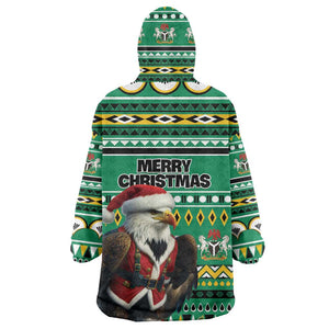 Nigeria Christmas Wearable Blanket Hoodie Eagle Santa - African Pattern