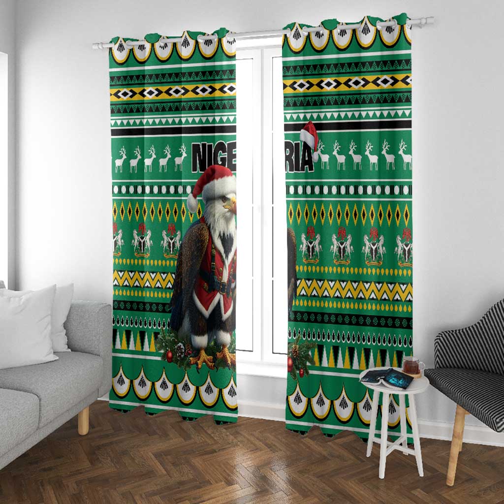 Nigeria Christmas Window Curtain Eagle Santa - African Pattern