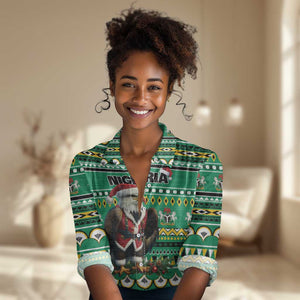 Nigeria Christmas Women Casual Shirt Eagle Santa - African Pattern