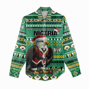 Nigeria Christmas Women Casual Shirt Eagle Santa - African Pattern