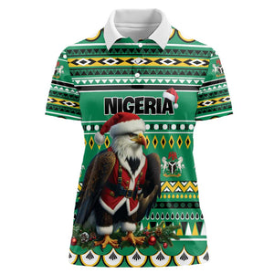 Nigeria Christmas Women Polo Shirt Eagle Santa - African Pattern