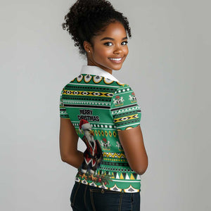 Nigeria Christmas Women Polo Shirt Eagle Santa - African Pattern