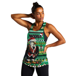 Nigeria Christmas Women Racerback Tank Eagle Santa - African Pattern