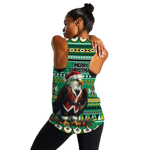 Nigeria Christmas Women Racerback Tank Eagle Santa - African Pattern