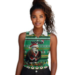 Nigeria Christmas Women Sleeveless Polo Shirt Eagle Santa - African Pattern
