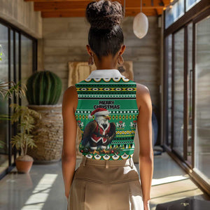 Nigeria Christmas Women Sleeveless Polo Shirt Eagle Santa - African Pattern