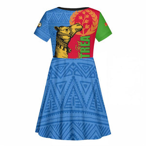 Eritrea Independence Day 2024 Kid Short Sleeve Dress Eritrean Camel African Pattern