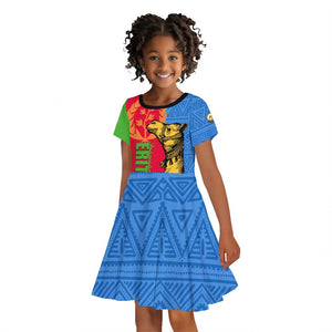 Eritrea Independence Day 2024 Kid Short Sleeve Dress Eritrean Camel African Pattern