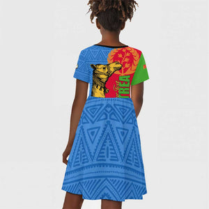 Eritrea Independence Day 2024 Kid Short Sleeve Dress Eritrean Camel African Pattern