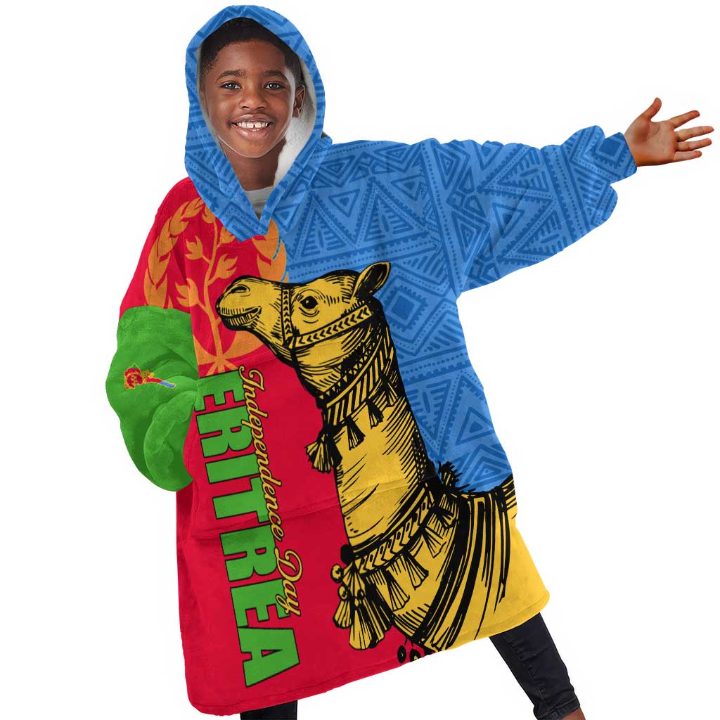 Eritrea Independence Day 2024 KId Wearable Blanket Hoodie Eritrean Camel African Pattern