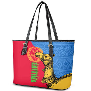 Eritrea Independence Day 2024 Leather Tote Bag Eritrean Camel African Pattern